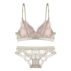 <span class=keywords><strong>Taobao</strong></span> Roll Grass Pattern pizzo profondo V senza anello in acciaio reggiseno sottile biancheria intima vendita diretta della fabbrica - Product Image 5