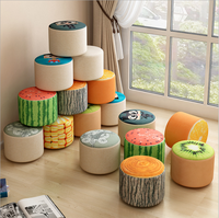 Meubles en bois très vendus, tabouret pour enfants en forme de fruit, mini tabouret pour chaussures, banc, canapé, bois massif, tabourets ronds en tissu créatifs, poufs