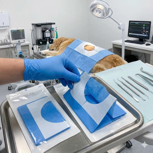 Paño Quirúrgico de Algodón para Mascotas, Desechable, Estéril, con Orificios, para Operaciones de Perros y Gatos, Fácil de Usar en Hospitales - Product Image 1