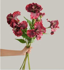 BF-IR01-1 Fleurs artificielles <span class=keywords><strong>iris</strong></span> rouges, blancs et violets de haute qualité, effet toucher réel en latex PU, pour la décoration intérieure - Vente en gros - Product Image 1