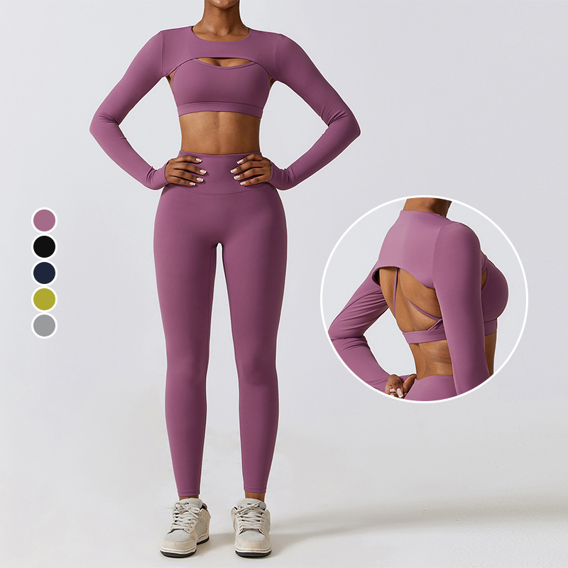 Women's Naked Quick Drying Sportswear Outdoor Running Fitness Three-piece Training Cycling Yoga Wear