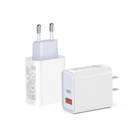 Chargeur rapide HNT 20W PD, chargeur mural USB Type C double port ETL UKCA PSE pour iPhone 16 15 14 13, prise de voyage universelle US/JP/EU/UK/KR