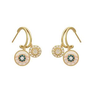 Pendientes de Botón Antiguos de Lujo de Alta Gama, Estilo Coreano de Dongdaemun, Moda Ligera y Exclusiva, Oro, Latón, Diamantes, Venta al por Mayor - Product Image 5