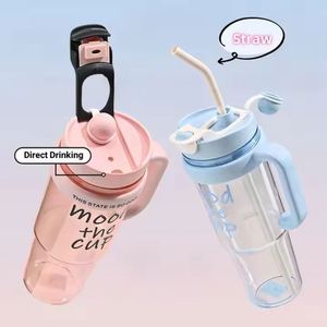 2025 New Summer 900ml Eco-Friendly Reusable Plastic Car Water <b>Bottle</b> with Handle Cute Cartoon Design for All - Product Image 2