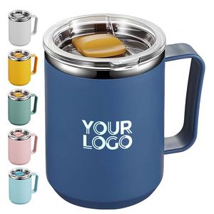 Vente en gros d'usine, tasses à lait en acier inoxydable 304 de 450 ml (15 oz), tasse à café avec logo personnalisé, tasses à double paroi isolées avec poignée - Product Image 1