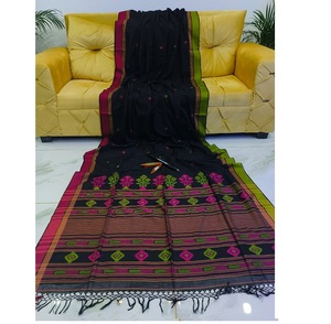 Sari de Seda y Algodón Ganga Jamuna Premium, Auténtico, Hecho a Mano, para Fiestas y Festivales, Sari Tradicional para Mujer - Product Image 2