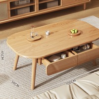Table basse/à thé moderne minimaliste en bois massif avec rangement, design durable pour salon et petits appartements, nouveau modèle 2026
