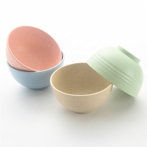 Eco Friendly Food Grade Biologisch Afbreekbaar <span class=keywords><strong>Noodle</strong></span> Rijst Kleurrijke Plastic Tarwe Stro Kom Set - Product Image 6