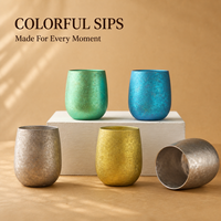 Tasse en titane avec finition cristal colorée pour thé, café, bureau et activités de plein air – Logo personnalisé, vente en gros pour marque privée et en vrac