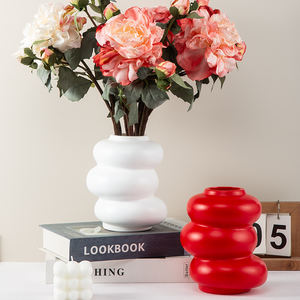 Yicai रचनात्मक डोनट फूल के बर्तन थोक सफेद लिविंग रूम मोटा रचनात्मक अनुकरण सिरेमिक पानी भंडारण प्लास्टिक वेस - Product Image 6