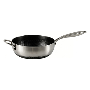 Poêle à frire de qualité commerciale en acier inoxydable 3 plis, antiadhésive alvéolée, sans PFAS, compatible induction, capacité 3-4L, <span class=keywords><strong>pour</strong></span> gaz et induction - Product Image 6