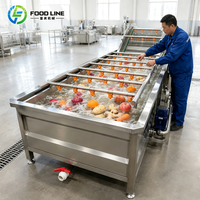 Automatische commerciële aardappel-, gember-, lotus-, papaja- en zoete aardappelreinigings-, was- en schilmachine voor groenten en fruit