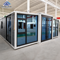 Maison modulaire extensible à double aile de 20, 30 ou 40 pieds, 1 à 4 chambres, avec fenêtres panoramiques et aménagement personnalisé, type conteneur