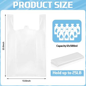 Sacs en plastique transparents pour t-shirts, 3,15 mil, haute résistance, qualité alimentaire, avec poignées, pour courses, pizzas et plats à emporter - Product Image 2
