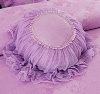 Parure de lit 4 pièces en coton jacquard dentelle style coréen avec coussin de soutien et rideau pour usage domestique