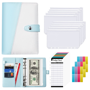 Carpeta de presupuesto A6 de cuero de mármol OEM más vendida, cuaderno encuadernado de hojas sueltas <span class=keywords><strong>para</strong></span> desafío de ahorro de <span class=keywords><strong>dinero</strong></span> y relleno de libros a cuadros - Product Image 1