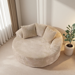 كرسي أريكة مستدير فردي من الإسفنج النقي بدون إطار للغرفة المعيشية، كرسي بمقعد واحد مضغوط للمساحات الصغيرة - Product Image 3