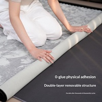 Abnehmbarer Waschbarer Polyester-Terylene-Teppich Pflanzen-Blumen-Muster Wasserabweisend Fleckenschutz Grauer Sofa-Teppich für Wohnzimmer