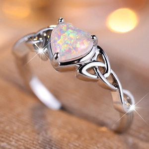 <span class=keywords><strong>Anillo</strong></span> de ópalo de fuego blanco arcoíris, anillos de Luna pequeña de Color rosa dorado y plateado para mujer, alianzas de boda, <span class=keywords><strong>anillo</strong></span> de compromiso de <span class=keywords><strong>piedra</strong></span> ovalada, joyería - Product Image 5