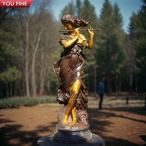 Statue <span class=keywords><strong>de</strong></span> fille en bronze grandeur nature avec violon - Product Image 5