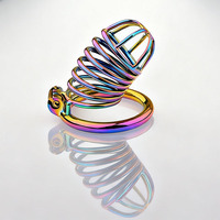 Cage de chasteté en métal colorée, étanche, de haute qualité, dispositif de retenue pour le pénis d'un homme, robuste et durable