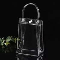 Sachet d'emballage alimentaire transparent en PVC de qualité alimentaire, personnalisable, avec fond carré, poignée de longueur standard et logo personnalisé, recyclable