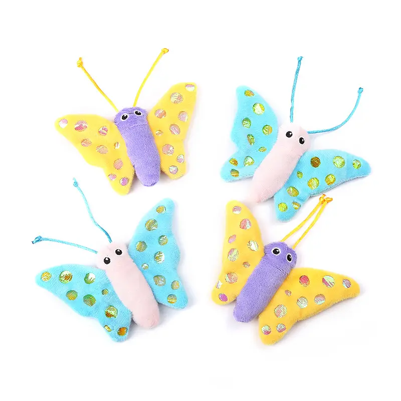 Wholesale Cat Supplies Cats fiddle with toys ring paper wings plush butterfly shaped catmint toys