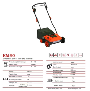 Scarificateur et râteau à moteur sans balai 40V Largeur de coupe de 36cm Jardin 2 en 1 Scarificateur de <span class=keywords><strong>pelouse</strong></span> sans fil - Product Image 2