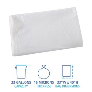 Pochettes pour poubelles industrielles haute densité Boardwalk 33 gallons, 16 microns, 33 x 40, emballage plat naturel, 200/carton pour la logistique et l'entrepôt - Product Image 4