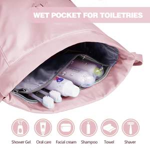 Mochila con cordón ajustable y bolsillo impermeable, mochila de gimnasio resistente al agua, bolsa con cordón para playa y natación para mujeres y hombres - Product Image 2