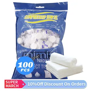 100PCS Mini Compressed Towel Disposable Face Compressed Towel Compressed Hand Wipe Camping Towel Portable Compressed Coin Tissue