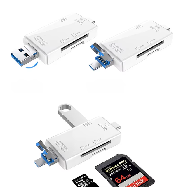 6 in 1 Type C Micro USB 2.0 to SD TF Reading Card High Speed Type-C Memory Card Reader With USB OTG Adapter for Mobile Phone Pc