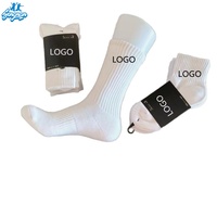 Chaussettes de sport pour hommes avec logo personnalisé, en coton respirant, absorbant la transpiration, couleur unie, broderie jacquard, style crew