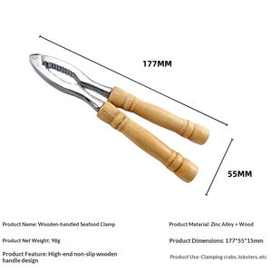 Pince à fruits <span class=keywords><strong>de</strong></span> mer en alliage <span class=keywords><strong>de</strong></span> zinc avec manche en bois, pince à crabes, pince à crevettes, modèle LM677 - Product Image 5
