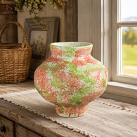 Vase à fleurs en céramique rustique Jossin, finition émaillée colorée, récipient décoratif pour arrangement floral, accent d'intérieur