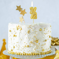 La moitié 1/2 fournitures de fête joyeux anniversaire gâteau décoration or bougies numériques avec emballage en pvc pour bébé demi-année