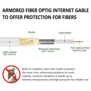<span class=keywords><strong>Cable</strong></span> de Fibra Óptica Blindado SCAPC a SCAPC OEM ODM de 3 Pies, a Prueba de Mascotas, Monomodo, para Verizon Fios, ATT, Google Fiber - Product Image 2