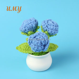 Flores de Ganchillo de <span class=keywords><strong>Lana</strong></span> Piante, Listas para Usar, Venta al por Mayor, Navidad, Graduación, Año Nuevo Chino, con Flores y Hojas - Product Image 4