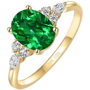 नए डिजाइन ने मेराल्ड रिंग 14k गोल्ड वर्मीइल सगाई का वादा किया, जो महिला गहने दैनिक उपहार व्यक्तिगत जन्मदिन के उपहार - Product Image 1