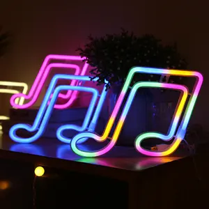 Music Note LED Neon Night Light Sign Wall Art Hanging Lamp for Xmas Birthday Wedding Home Party Holiday Decor Gift