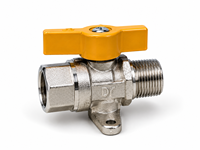 Robinet à bille en laiton DN15 avec support fixe, poignée en T jaune, filetage F-M 1/2 pouce, vanne de régulation de gaz pour conduite de gaz domestique
