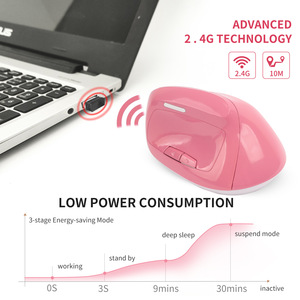 <span class=keywords><strong>Souris</strong></span> verticale sans fil ergonomique pour PC de jeu et bureau, 4 boutons, USB/2.4G, rechargeable - Product Image 4