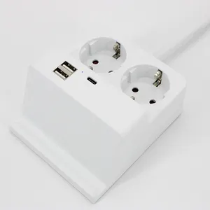 New Trend Universal Socket Power Board with Switch with Cable Multi Outlet EU Extension Power Strip White 230V 2 Ports 1 Ports