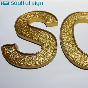 Venta caliente personalizable Metal letra signo Acero inoxidable 3D Logo signo letras al aire libre textura litográfica <span class=keywords><strong>grabado</strong></span> para tienda - Product Image 4