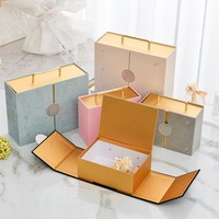 Vente en gros grande boîte rigide fendue en flanelle à double porte pour emballage de bijoux carton de manutention d'impression de stock vide disparaissant