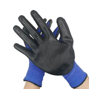 Top Quality Oil Resistant Nitrile Coated Construction Work Gloves Safety Nylon Nitrile Dipped Building Gloves 13G