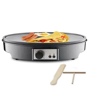 12 "Electric Crepe Maker dengan Non Stick Permukaan Kontrol Suhu Otomatis Crepe Maker dengan Kayu Spatula dan Penyebar