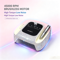Mesin Kuku Tanpa Kabel 2 in 1 45000 RPM Brushless dengan Lampu dan Layar LCD Ganda, Dapat Diisi Ulang, untuk Salon dan Penggunaan di Rumah