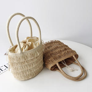 Designer <span class=keywords><strong>Raffi</strong></span> Fashion Crochet Paille Tissage Sac à Main avec Gland Cordon Fermeture Portable Femmes Sac de Plage Été - Product Image 4