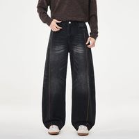 Pantalon High Street Tendance Marque Stretch Coupe Large Effet Couteau Courbé Nouveau Jean Américain Rétro Effet Couteau Courbé pour Homme